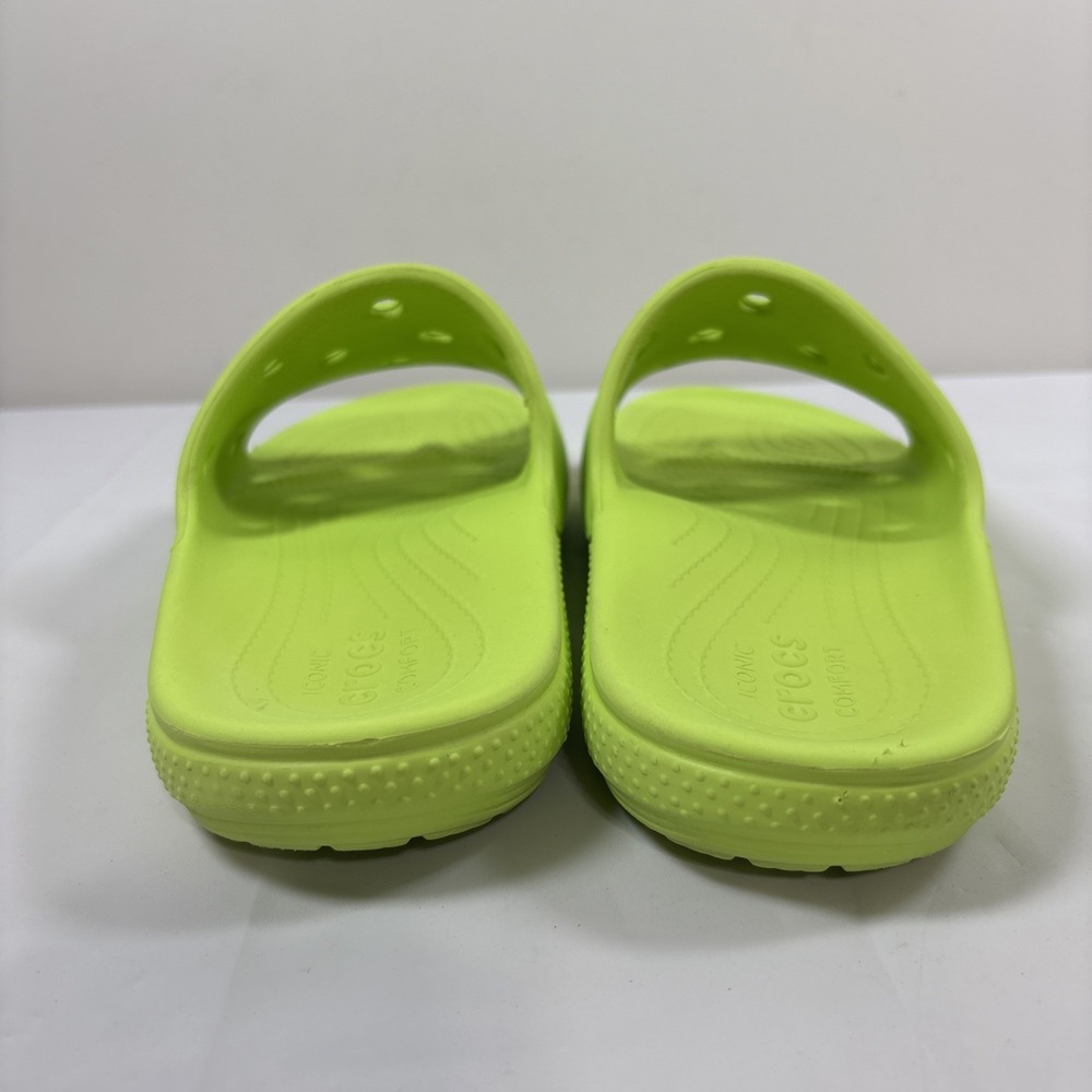 Crocs Classic Slide Sandals Neon Lime Green Womens 9 Mens 7 Slip On Shoe Comfort - Picture 4 of 11